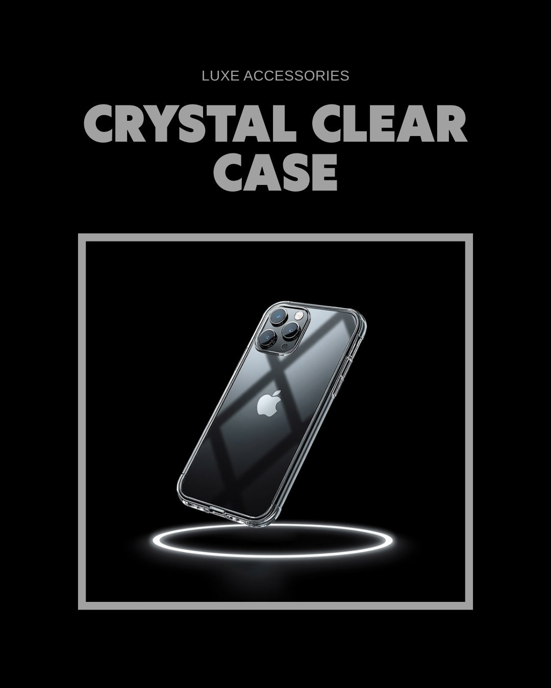 Coque iPhone 16 Crystal Clear MagSafe — Fond noir premium